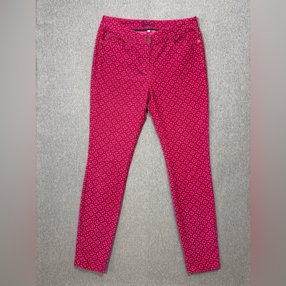 Boden pink‎ print slim fit skinny corduroy pants women’s size 8